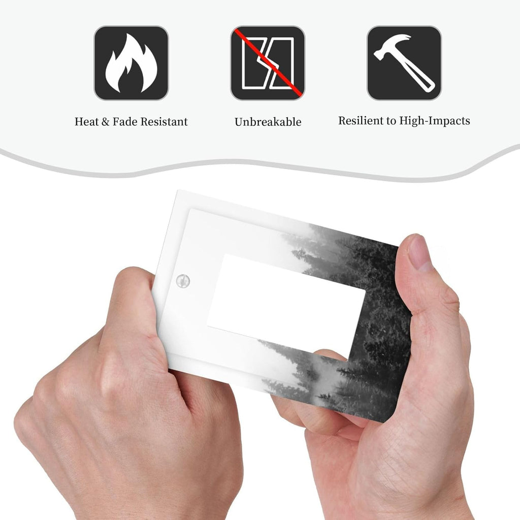 Decorative Outlet Covers Fores Black White Landscape Misty Woods 1 Gang Single Rocker Light Switch Cover Plate Wall Plates Gfci Faceplate For Farmhouse Cabin Decor