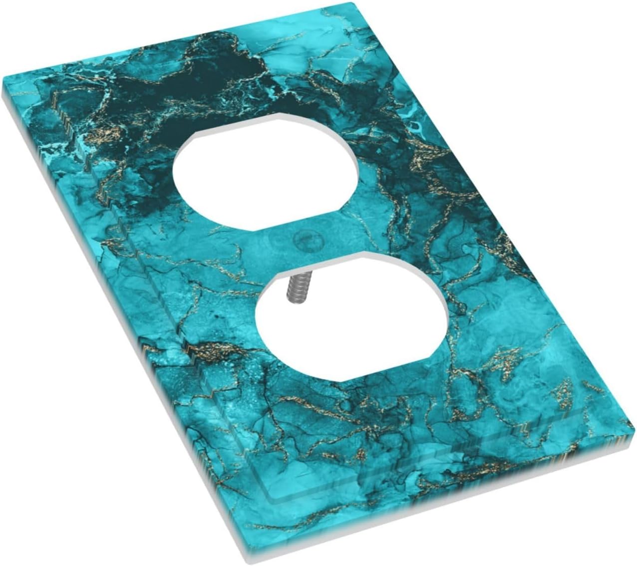 Decorative Outlet Covers Modern Abstract Turquoise Blue Marble Texture 1 Gang Duplex Light Switch Cover Plate Unique Wall Plates Switch Plate Cover for Bathroom Home Decor（2 Pack）