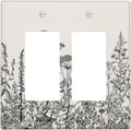 Decorative Outlet Covers Beige Skech Plant Leaves Flowers 2 Gang Wall Plate Double Rocker Two Switch Wall Cover Plate Light Switch Cover Plate Faceplate for Country Bedroom Home Decor