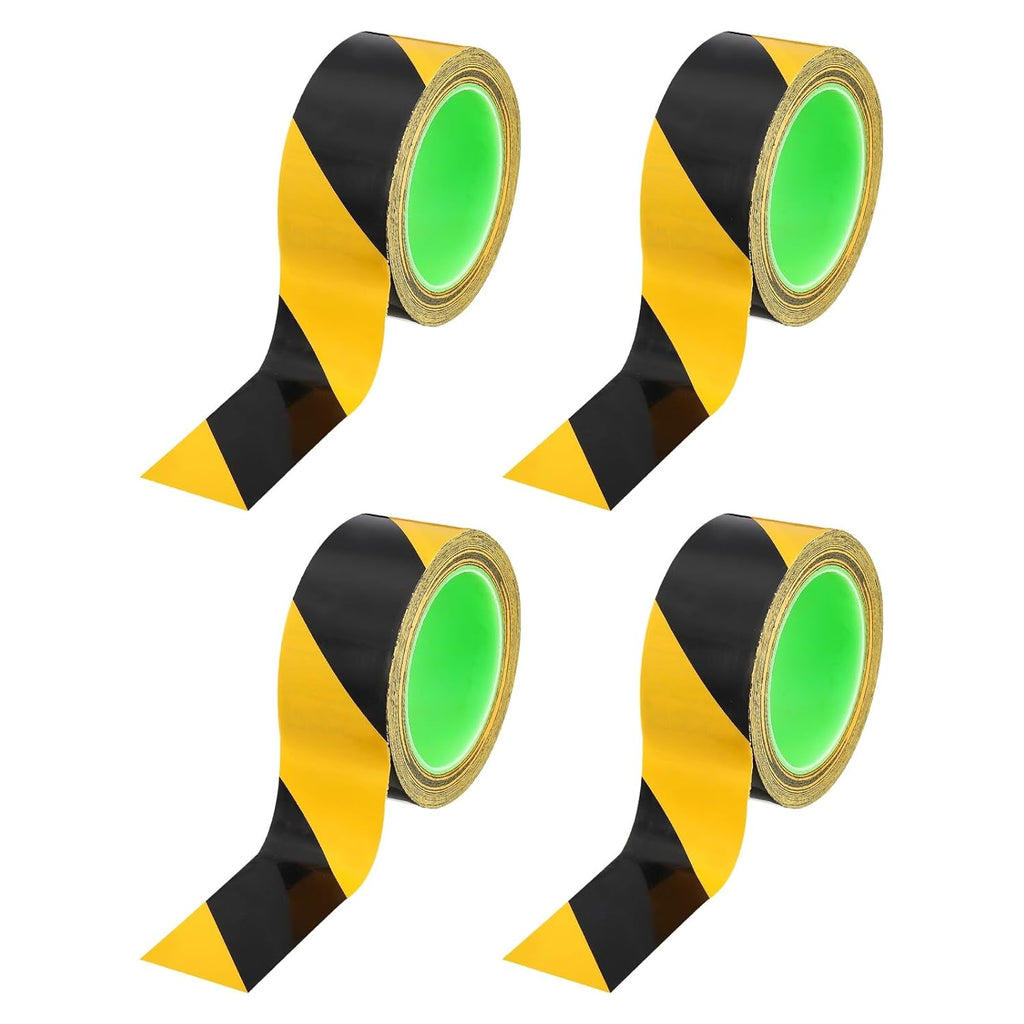 PATIKIL Floor Marking Tape 2 Inch x 110 Ft, 4 Pcs Self-Adhesive Warning Safety Tape Caution Stripe for Walls Floors Pipes Equipment Outdoor, Black/Yellow