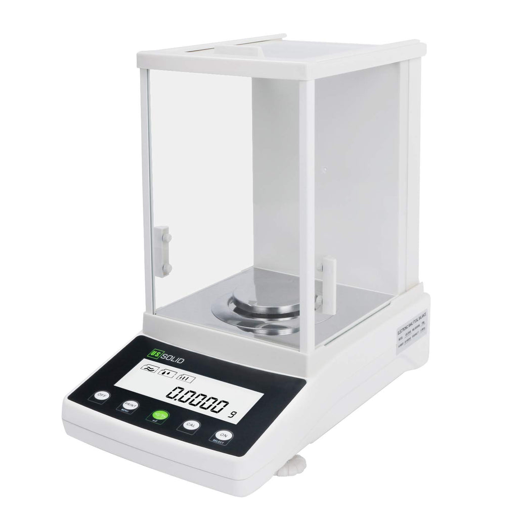U.S. Solid 0.1mg Analytical Balance, 120g x 0.0001g, Lab Electronic Scale with Automatic Internal Calibration, Electromagnetic Transducer, RS232, Overload Protection, Piece Counting, 4 Weighing Units