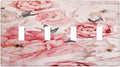 Decorative Light Switch Plate Covers Ink Pink Peony Flower Rustic Floral 4 Gang Light Switch Cover Quad Toggle Wall Plate Outlet Covers for Home Bedroom Decor