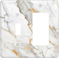 Outlet Covers Marbling Style White Background Gold Gray Stripes 1 Toggle 1 Rocker Combination Decorative Wall Plate Electrical Switch Plates Light Switch Cover Plate For Bathroom Kitchen