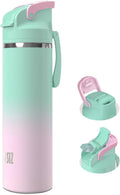 OISIZ Insulated Water Bottle 24 oz with 2 in 1 Spout and Straw Lid,One Click Safety Lock,100% Leakproof,Keep Cold 24H,Vacuum Stainless Steel Water Bottle for School,Travel and Sports,Dishwasher Safe