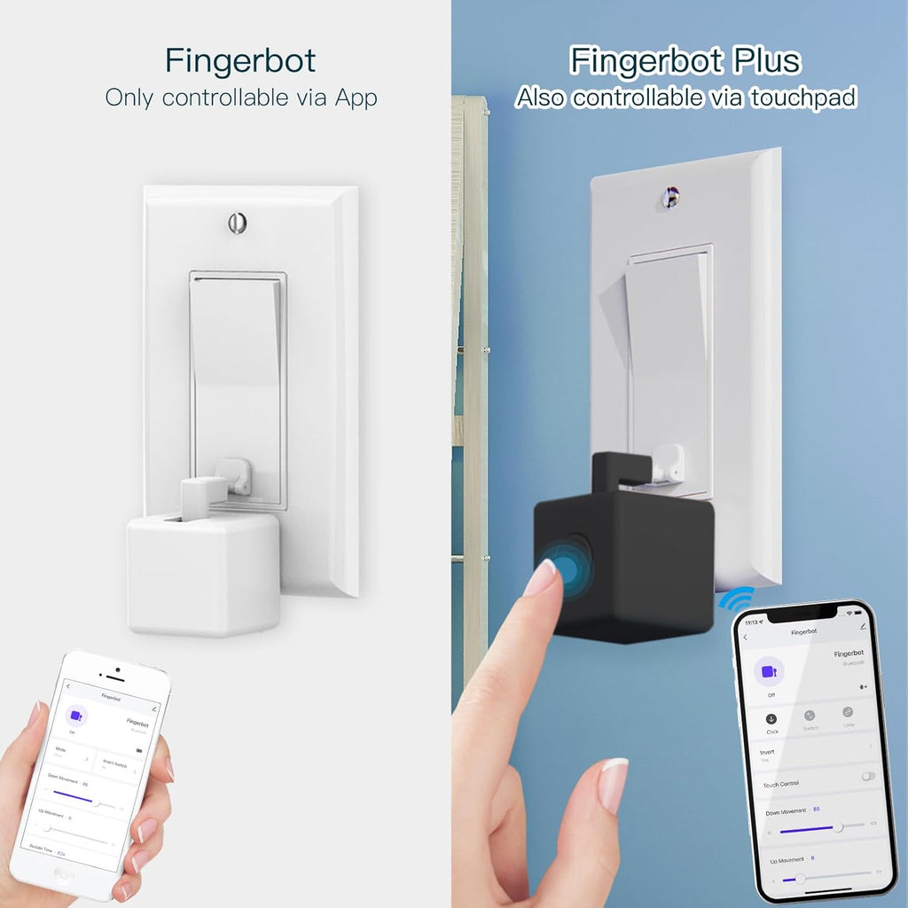 MOES Fingerbot Plus Smart Button Pusher No Wiring Switch, Upgrade with Touch Control, Work with Smart Life App, Add MOES Tuya Bluetooth Hub Make it Compatible with Alexa,Google Home and Timer Control