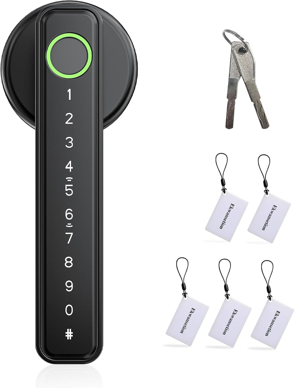 Fingerprint Door Lock Smart Door Lock with Keypad Keyless Entry Door Lock with Handle for Home Hotel Office Apartment Bedroom (Black) Ekwansetion