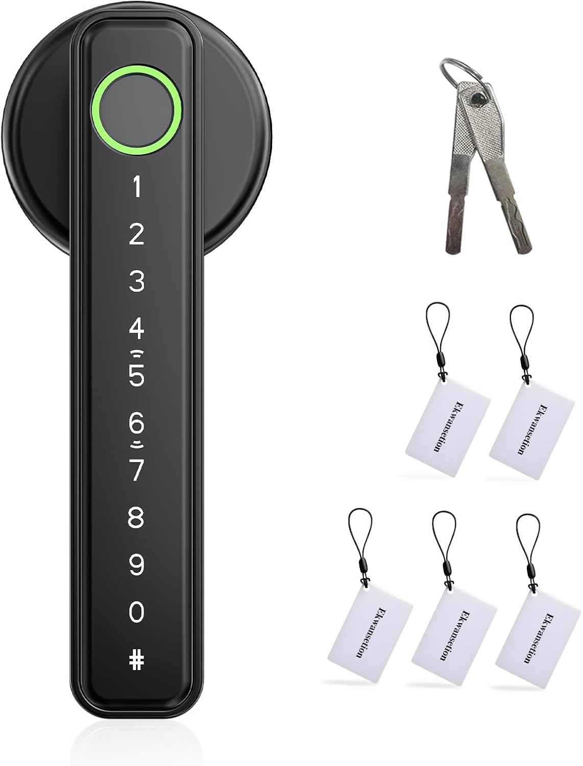 Fingerprint Door Lock Smart Door Lock with Keypad Keyless Entry Door Lock with Handle for Home Hotel Office Apartment Bedroom (Black) Ekwansetion
