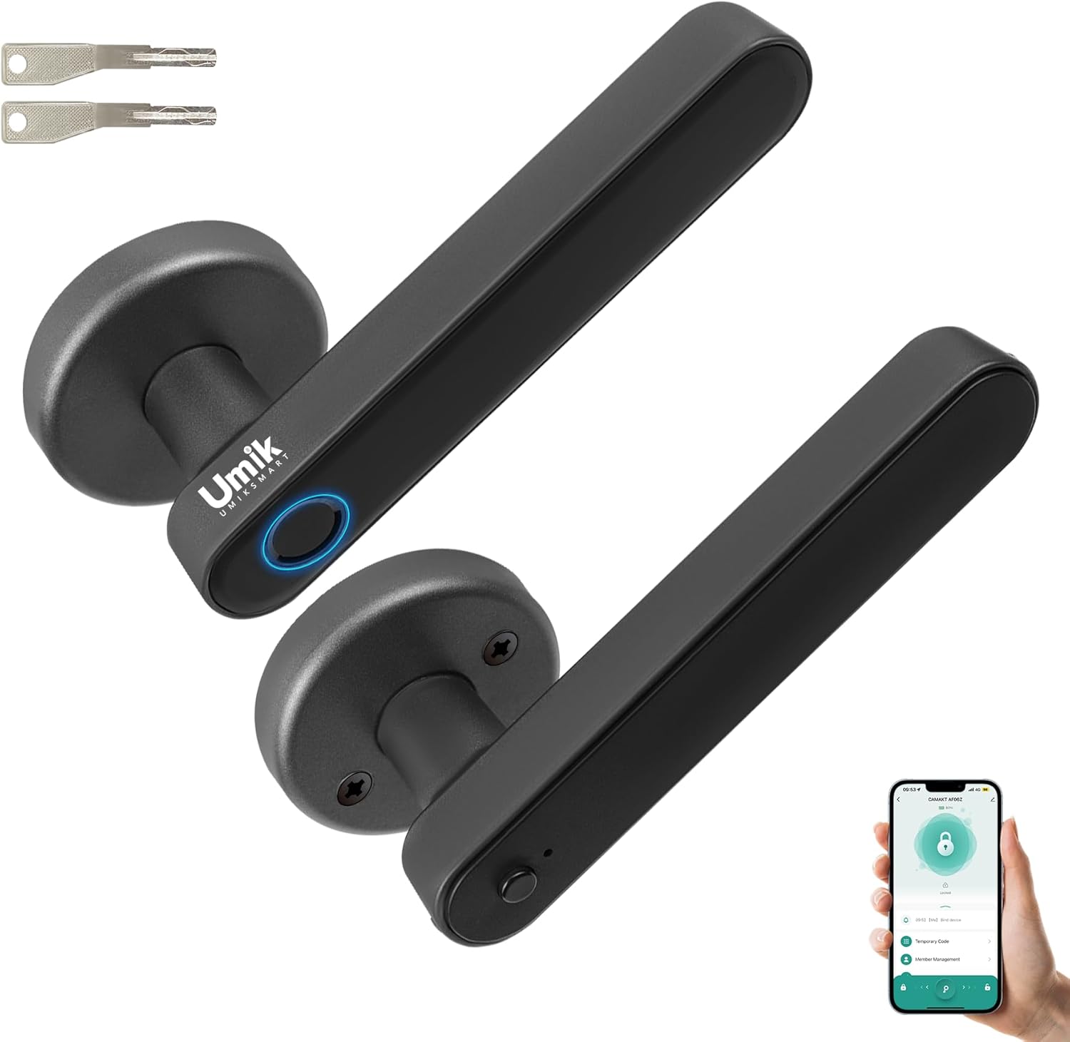 Fingerprint Smart Door Lock, Biometric Door Lock with App for Bedroom, Home, Apartment, Hotel (Grey)