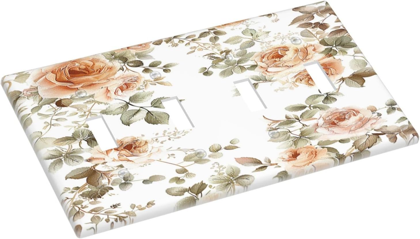 Light Switch Covers Vintage Warm Color Orange Flowers And Leaves Quad Toggle Electrical Faceplate 4 Gang Wall Plate Decorative Switch Plates for Bedroom living Room Decor