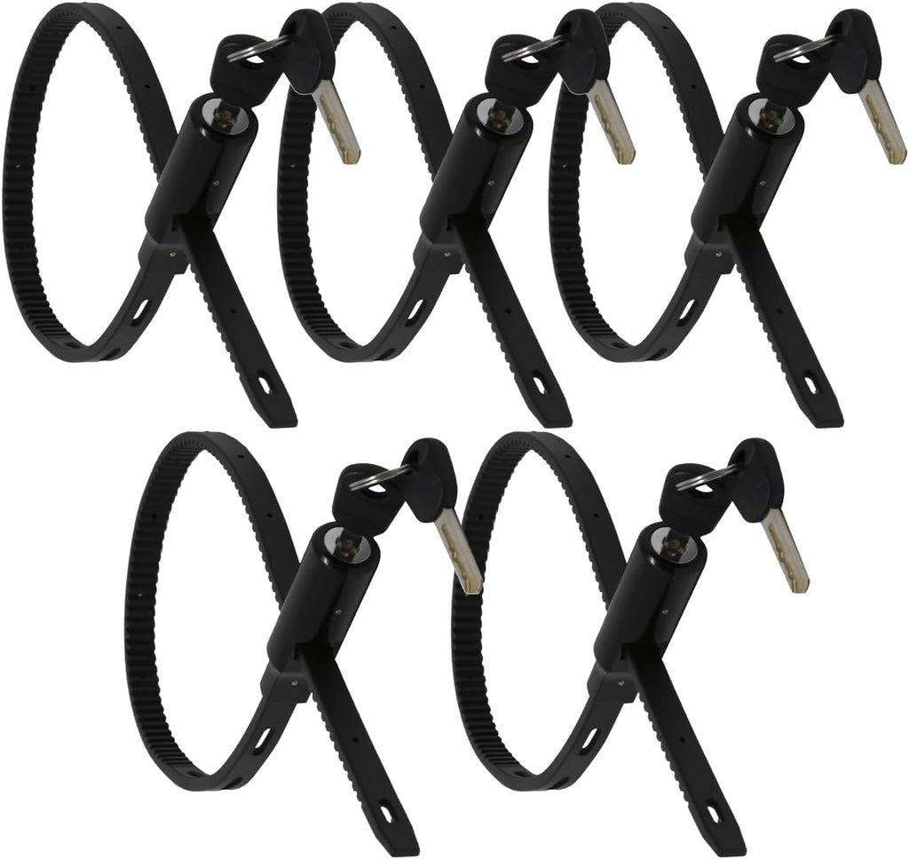 Urban August Adjustable Zip Tie Lock for Refrigerator Door Cabinet Bike Stroller Helmet - Multi-Purpose Keyed French Door Lock - Stainless Steel Fridge Lock with Key (5 Pack Keyed Alike)