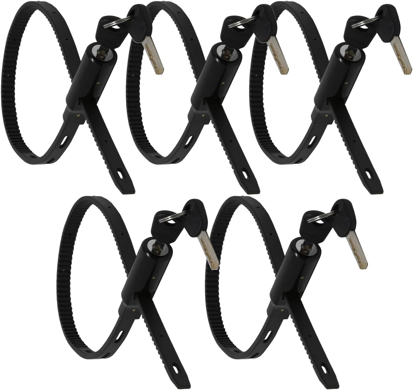 Urban August Adjustable Zip Tie Lock for Refrigerator Door Cabinet Bike Stroller Helmet - Multi-Purpose Keyed French Door Lock - Stainless Steel Fridge Lock with Key (5 Pack Keyed Alike)
