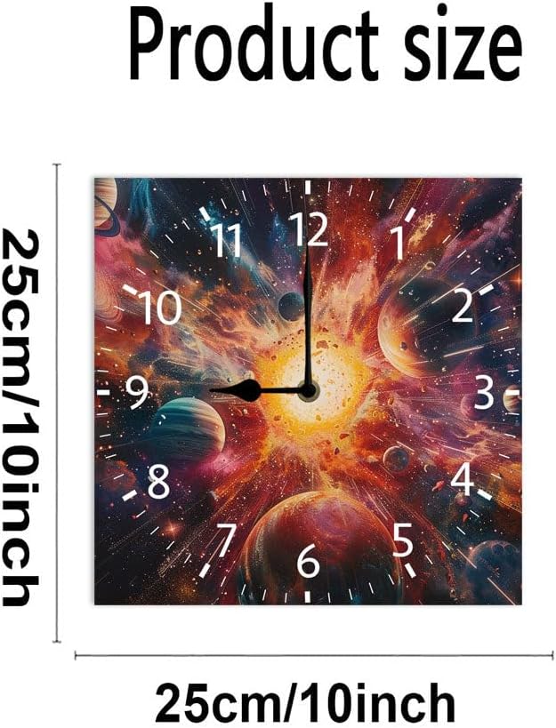 10 in Cosmic Connection -268 Wood Wall Clock – Digital Time Display, Smart Home Compatible for Bedside or Workspace