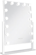 Zadro Hollywood Lighted Vanity Mirror with 15 LED Bulbs, 3 Color Light Settings, 360° Rotation Makeup Mirror Head (21" H x 18" W | 1X | White)