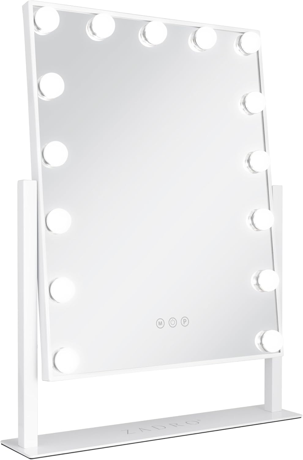 Zadro Hollywood Lighted Vanity Mirror with 15 LED Bulbs, 3 Color Light Settings, 360° Rotation Makeup Mirror Head (21" H x 18" W | 1X | White)