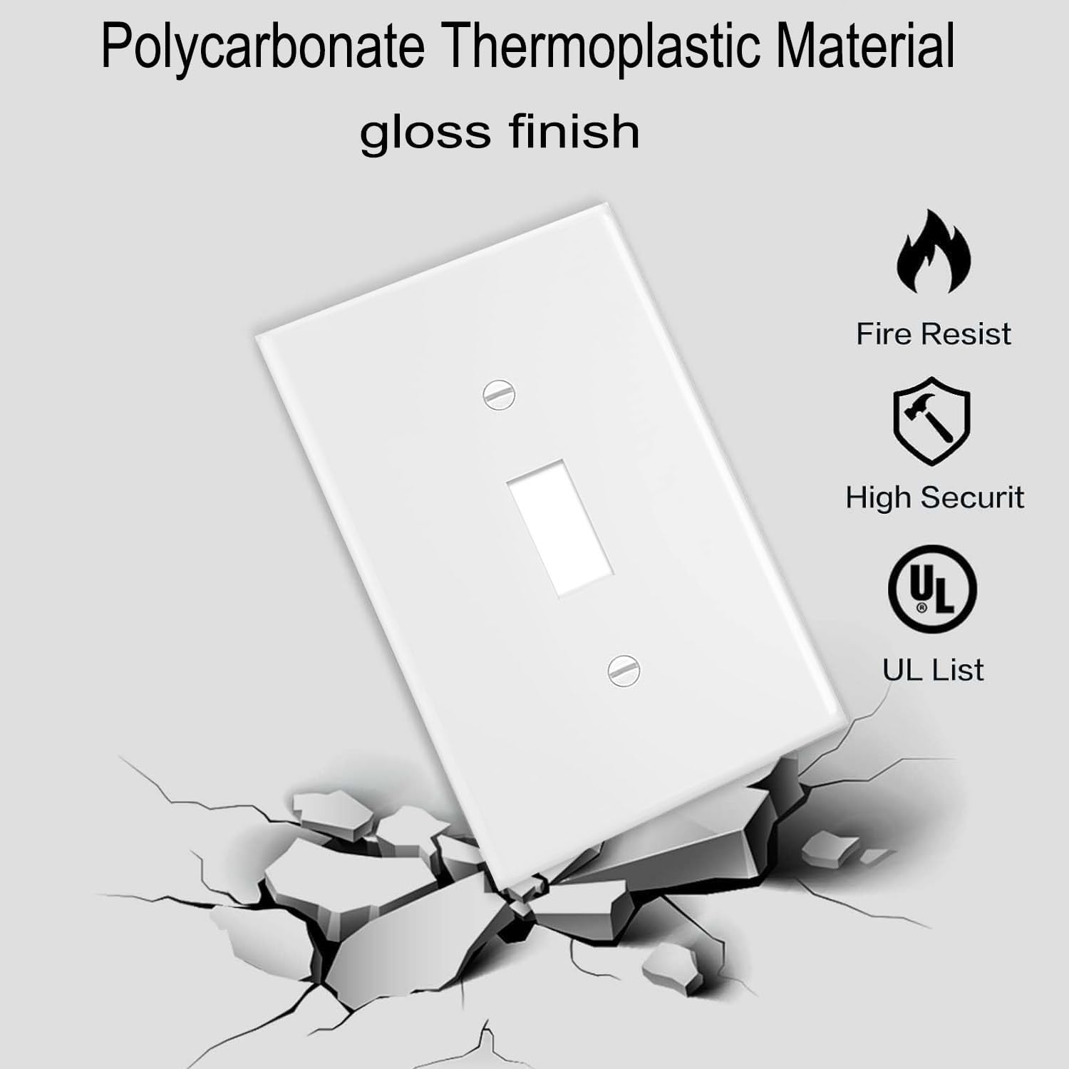 Toggle Light Switch Wall Plates 1-Gang Switch Electrical Cover Plate Unbreakable Thermoplastic Faceplate, White (20 Pack)