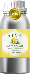 Siva Lemon Essential Oil - 16 Fl Oz – 100% Natural Lemon Oil - for Diffuser, Face, Skin Care, Aromatherapy, Hair Care, Scalp and Body Massage