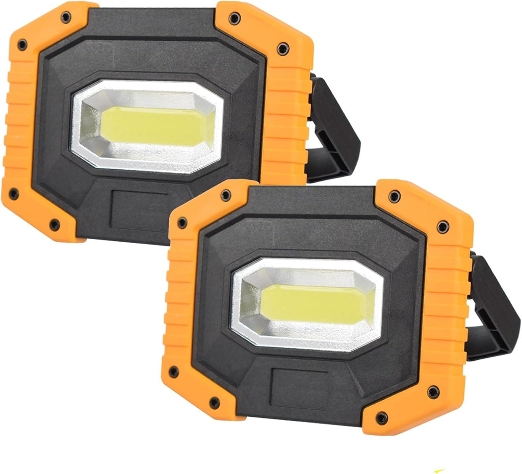 OTYTY LED Work Light 2-Pack, 30W 1500LM Portable Rechargeable Flood Lights with Magnetic Base, 4200mAh Battery for Outdoor, Camping, Hiking, Emergency, Car Repairing, Job Site Lighting (W841 Yellow)