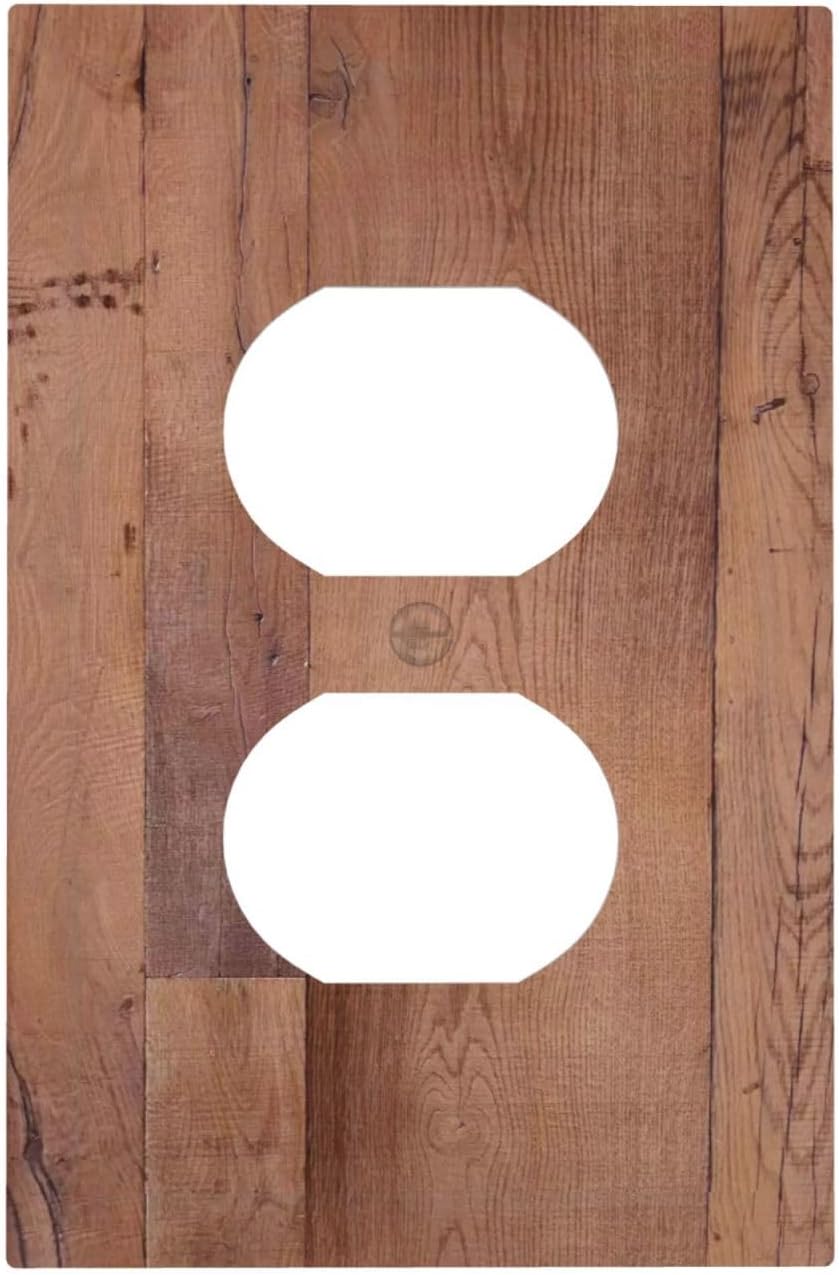 Rustic Brown Dark Wood Texture Printing Outlet Covers 1 Gang Duplex Light Switch Cover Decorative Switch Plates Electrical Receptacle Faceplate Wall Plate For Farmhouse Cabin Decor