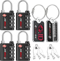 Forge Dual-Opening: Key or Combination Lock, TSA Approved Lock for Luggage, Pelican case, Travel, Gym, School, Luggage Combination Lock, Travel Bag Lock (Black 4 Locks and 2 ID)