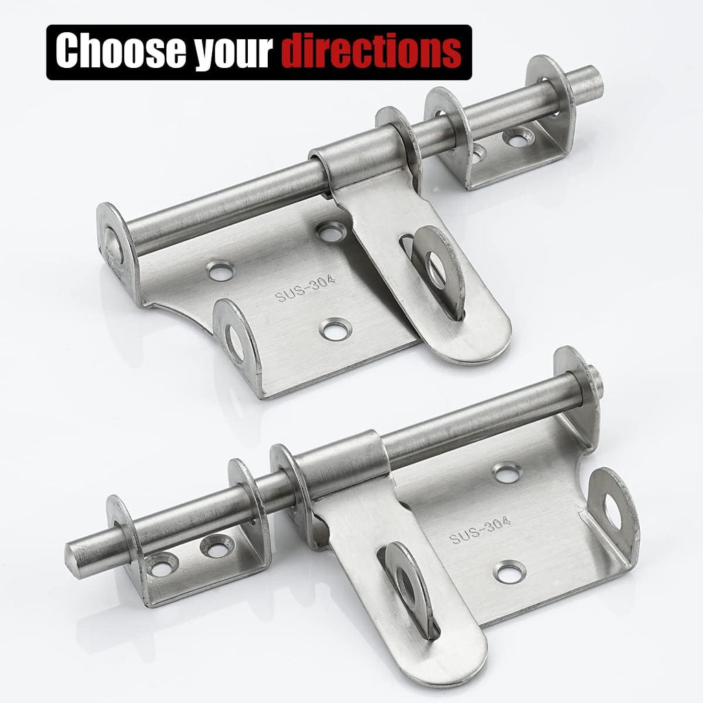 JQK Sliding Bolt Gate Latch, 6 Inch Thickening 304 Stainless Steel Barrel Bolt with Padlock Hole, Interior Door Latches Brushed Finish