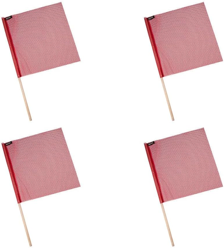 Mytee Products (4 Pack) 18"x18" Red Safety Flags for Truck Loads w/Dowel - DOT Compliant Jersey Mesh Warning Flags on Stick for Oversize Wide Load, Construction, Road Traffic, Pedestrian Signs