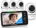 HelloBaby 5" Screen Baby Monitor with 4 Cameras - No WiFi HB6550 Video Baby Monitor, Pan-Tilt-Zoom, 26 Hour Battery, ECO, Night Vision, Temperature Sensor & 2-Way Audio, 8 Lullabies, 1000ft Long Range