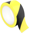 Single Roll Ultra-Adhesive Black & Yellow Hazard Tape for Floor Marking, High Visibility Striped PVC Vinyl, Durable Anti Scuff & Heavy Duty, Ideal for Safety Zones, Watch Your Step Areas in Workplaces