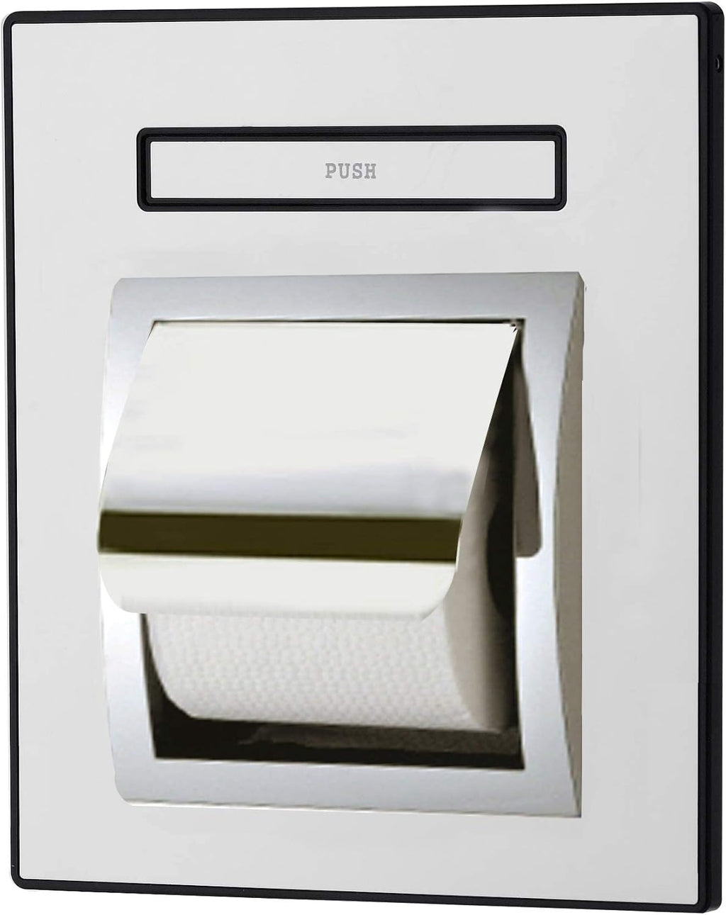 KAISERAUM Recessed Toilet Paper Holder with Pop-Out Shelf, Tissue Paper Roll Holder with Anti-Drop Phone Tray, SUS304 Stainless Steel, Chrome, GP-014TC, Max Toilet Paper Roll Size (4.13x5.5 inches)