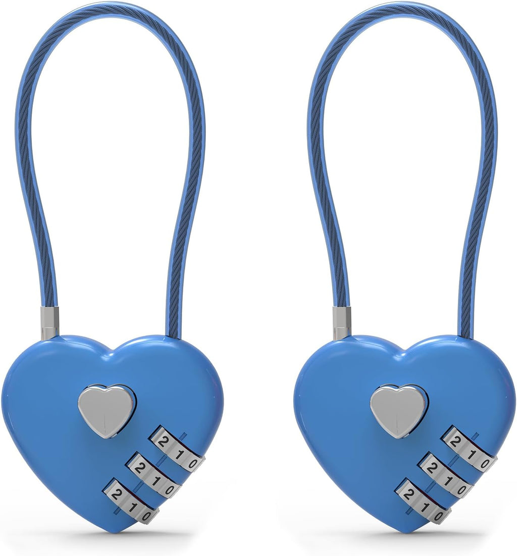 3 Digit Combination Lock, Combo Cable Lock with Code, Small Padlock Combination with Cable, for Luggage, Suitcase, Gym Locker, Backpack Bag Zipper, Cabinet, Mailbox, Outdoor Fence Gate