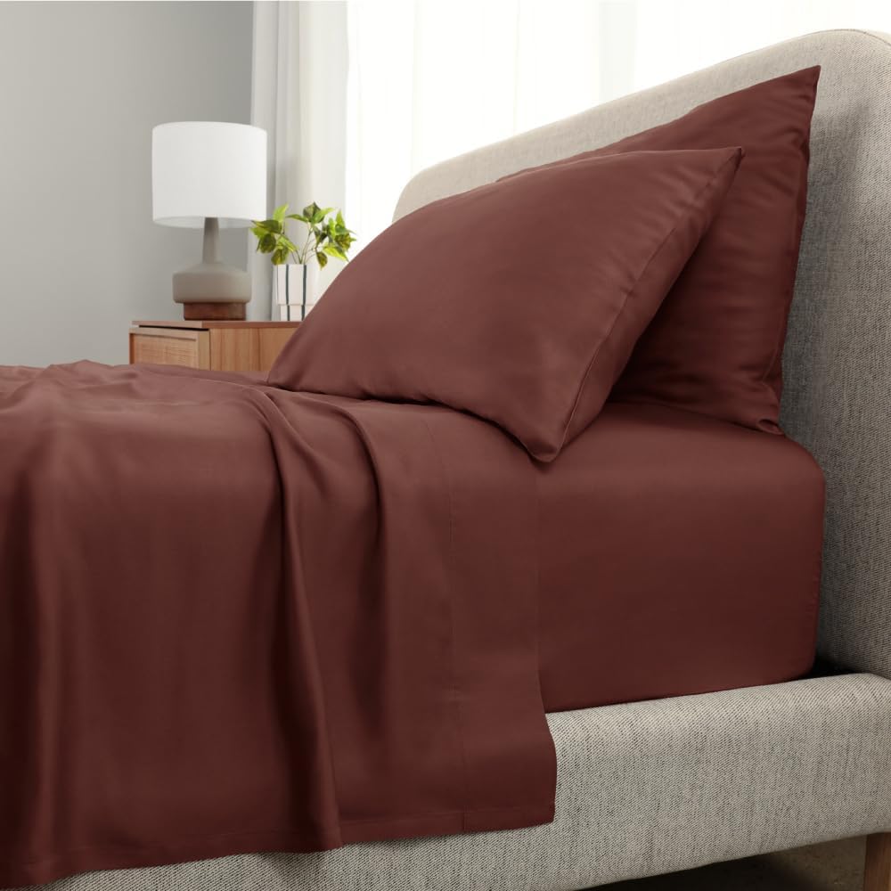 Cariloha Aloha Soft 4-Piece Sheet Set | Maroon Sunset | King | Made from 100% Viscose derived from Bamboo | Introductory Sheet Line