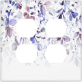 Purple Eucalyptus Watercolor Floral Rustic Leaf Outlet Covers 2 Gang Double Duplex Decorative Light Switch Covers Electrical Wallplates Socket Faceplate for Farmhouse Home Decor