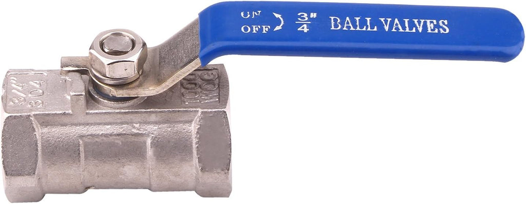 DERNORD Stainless Steel 3/4 Inch Ball Valve 1PC Type NPT Standard Port for Water, Oil, and Gas (Pack of 2)