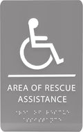 6" X9" Area of Rescue Assistance Sign - ADA Compliant Tactile Graphics Grade 2 Braille Text Signs| Sign for Shopping Malls, Offices, Hotels, Schools, Apartments, and Restaurants