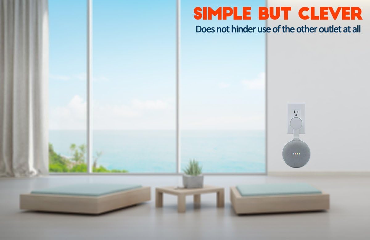 Outlet Wall Mount Holder for Google Home Nest Mini (1st & 2nd Generation), A Space-Saving Accessories for Google Home Mini Voice Assistant (White)
