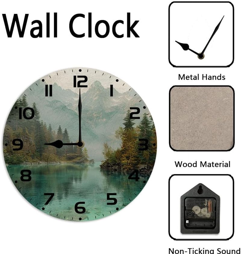 10 in Cats and Succulents -122 Wood Wall Clock – Digital Time Display, Smart Home Compatible for Bedside or Workspace