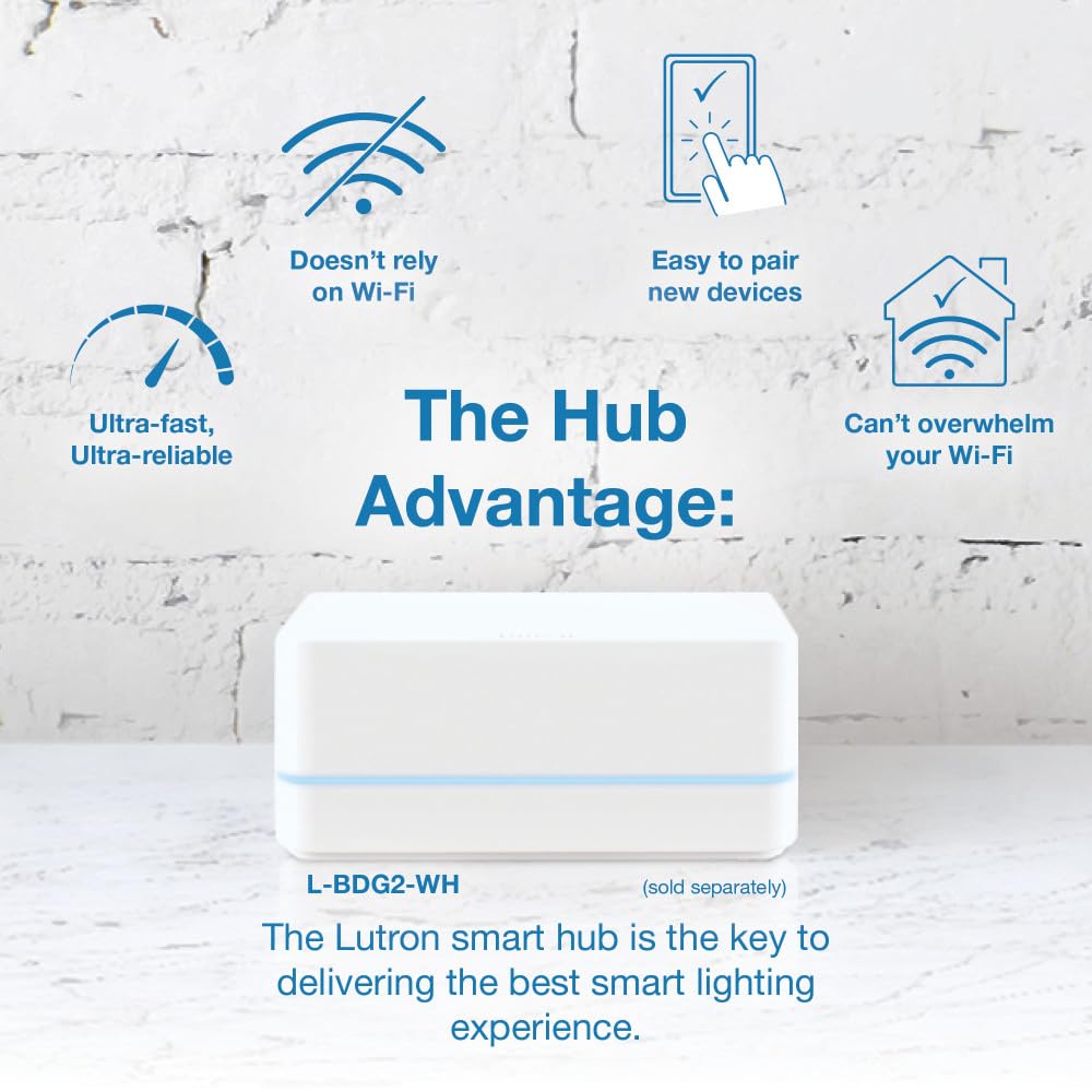 Lutron Diva Smart Dimmer Light Switch for Caseta Lighting (Lutron Smart Hub Required), for LED Lights, 150W, Single-Pole/3-Way, No Neutral, Gray (DVRF-6L-GR)