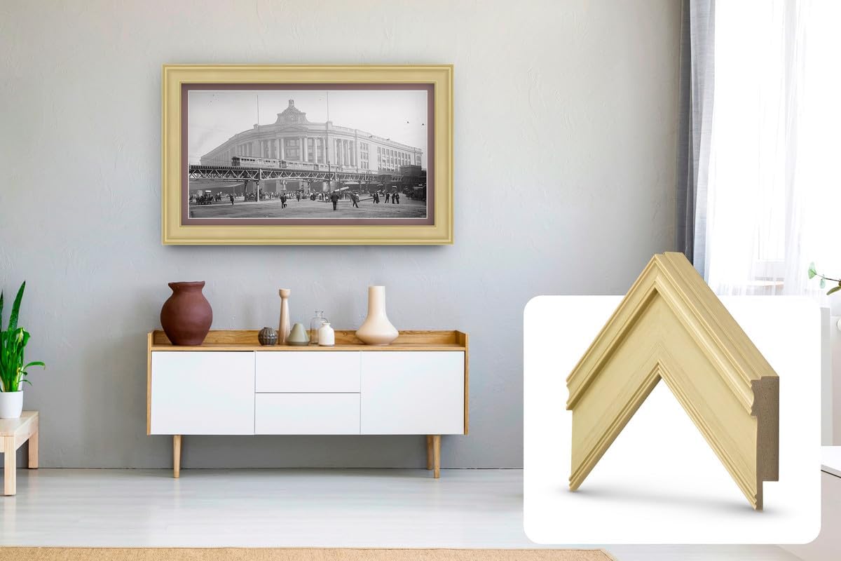 Antique White 43" Premiere Deco TV Frame - Compatible ONLY with Samsung The Frame TVs (Fits 2021-2025, LS03A, LS03B, LS03C, LS03D, LS03FA)