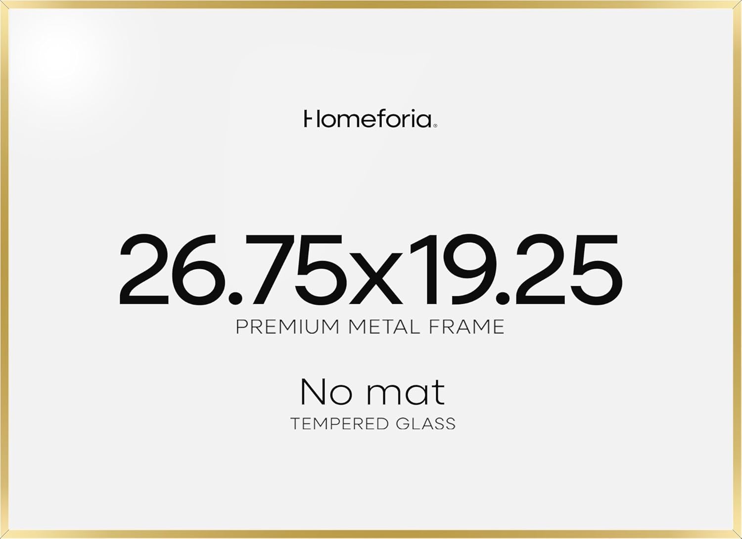 Homeforia 19.25x26.75 Gold Puzzle Frame, High End Metal 19.25 x 26.75 Picture Frames without Mat, 26.75x19.25 Thin Poster Frame for Wall, 19.25by26.75 Puzzle Frames, Tempered Glass, Wall Kit, Set of 1