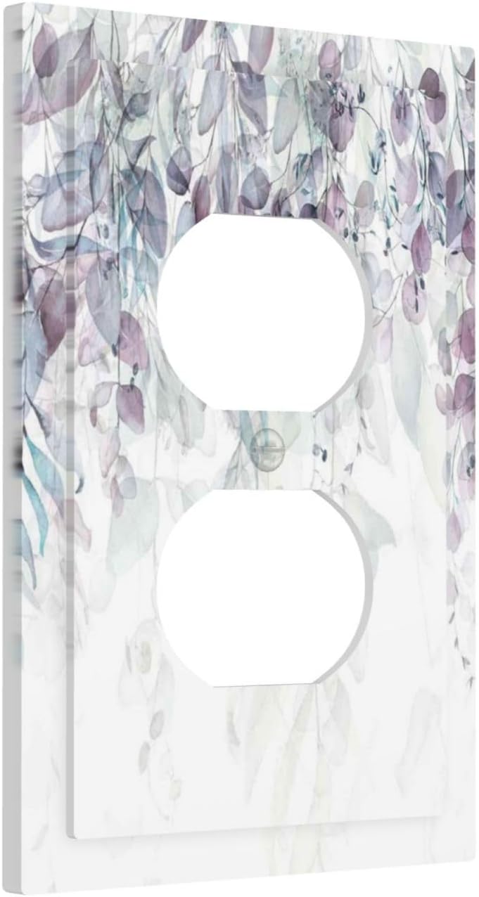 Hazy Leaves Ivy Nature Plants Eucalyptus Leave Outlet Covers 1 Gang Duplex Light Switch Cover Decorative Switch Plates Electrical Receptacle Faceplate Wall Plate for Bedroom Home Decor