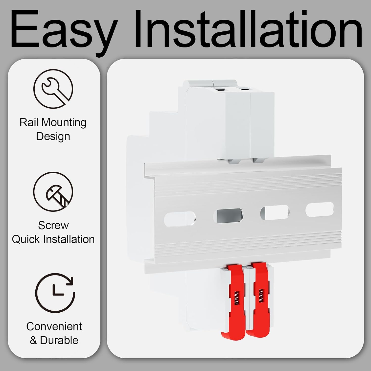 2Pcs C45 DIN Rail Mount Indicator Light, LED Indicator Light, 110 VAC/DC Signal Lamp, with 80 mm DIN Rail & Screws, Ideal Light for Indicating Circuit Status, CE (Red)