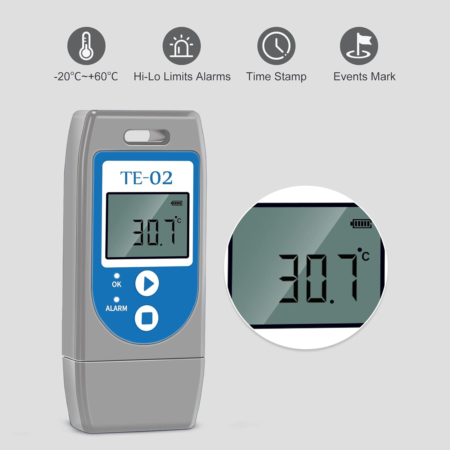 Temperature Data Logger, APRVTIO TE-02 10 PCS USB Temperature Data Recorder with PDF, 32000 Points, Plug and Play, Multi-Device Data Comparison, Calibration Certified