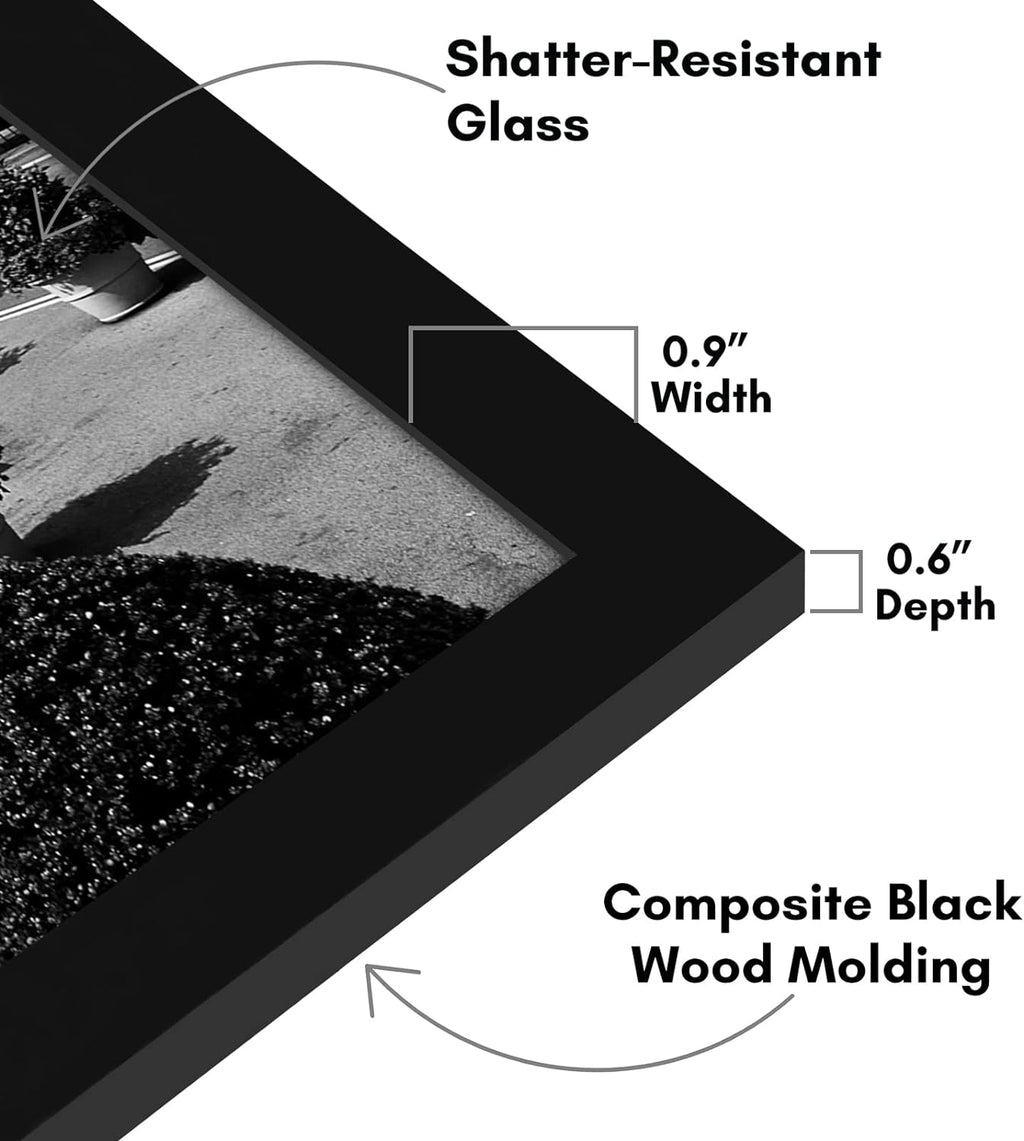 Americanflat 11x17 Picture Frame with Shatter-Resistant Glass - Signature Collection - Gallery-Style Frames Made of Engineered Wood - Photo Frame for Wall Display - Black