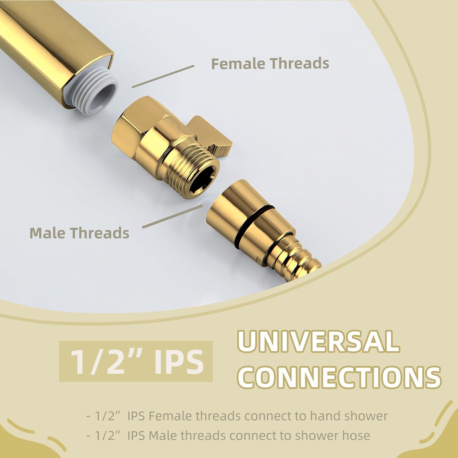 Angle Simple Shower Flow Control Valve, Brass Water Shut Off Valve for Handheld Shower Hose, Flow Restrictor, Gold
