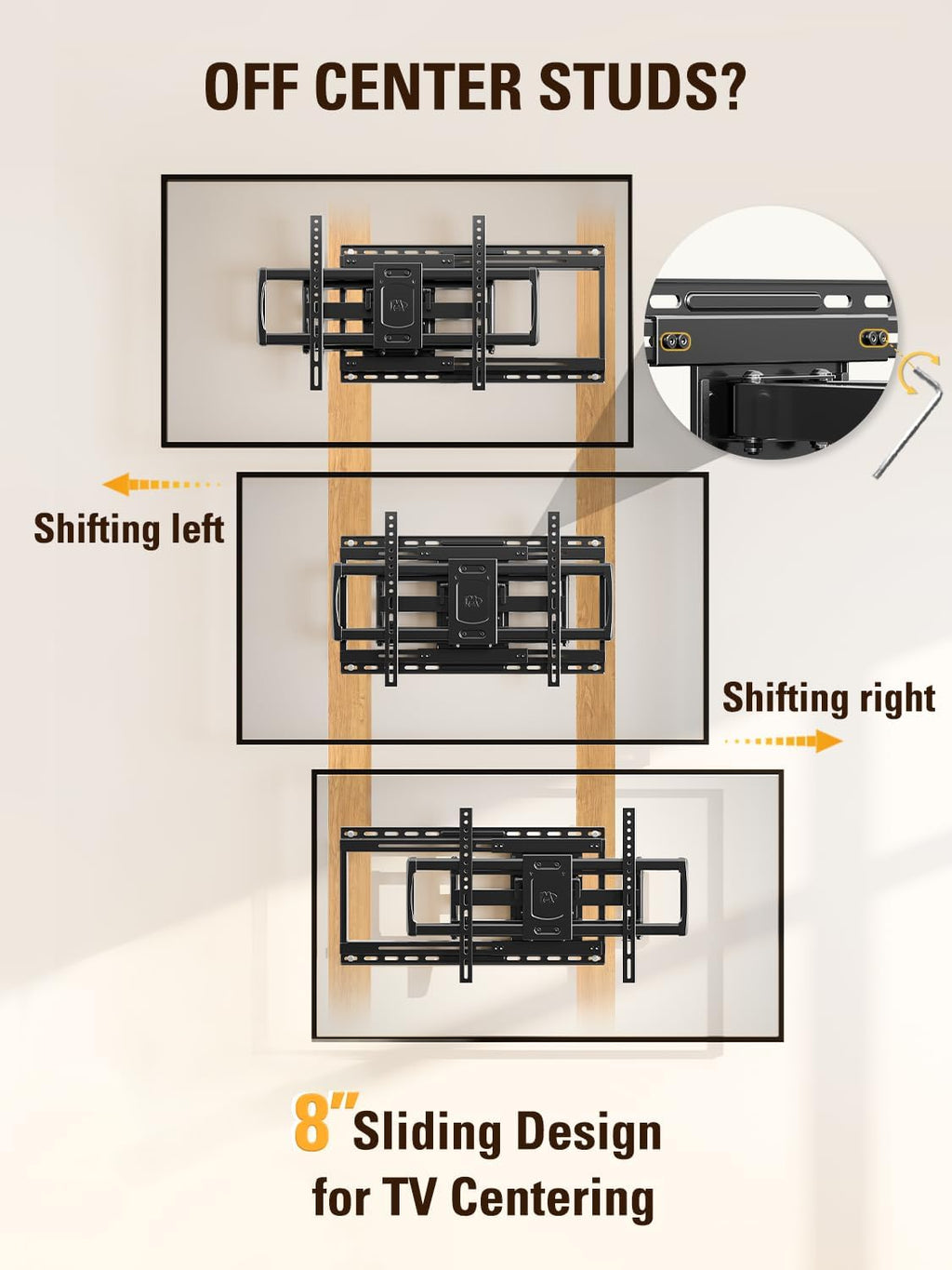 Mounting Dream Sliding TV Wall Mount for 42-86" TVs, Full Motion Articulating Dual Arms, Easy TV Centering, Max VESA 600x400mm, 132 lbs, MD2198