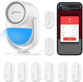 CPVAN Home Alarm System with PIR Motion Sensor, WiFi Wireless DIY Smart Door/Window Alarm for Home Security with Phone APP Alert 9 Pieces-Kit (Indoor PIR Alarm Host, 6 Door Sensors, 2 Remotes)
