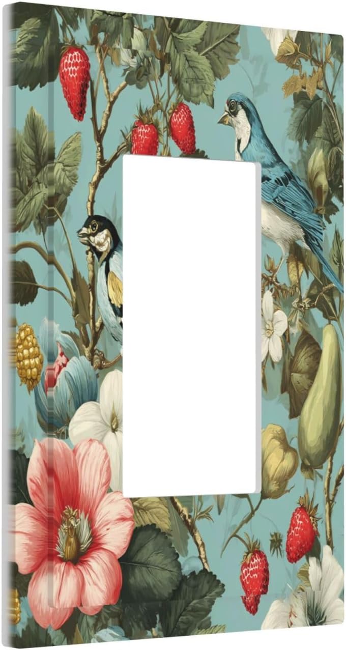 William Morris Flower 1 Gang Single Rocker Wall Plate Cover Decorative Light Switch Covers Electrical Faceplate Switch Plates for Bathroom Kitchen Home