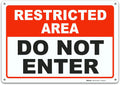 Brimar - 10 x 7" - Restricted Area Do Not Enter Sign - .040″ Rust-Free Aluminum - Clear Communication - Easy Installation