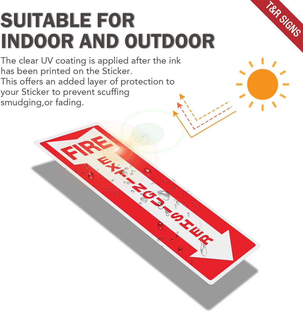 T&R Fire Extinguisher Inside Sign Stickers - 12 Pack - 12x4 inches Reflective Label, UV resistant, waterproof, fade and scratch resistant, suitable for indoor and outdoor