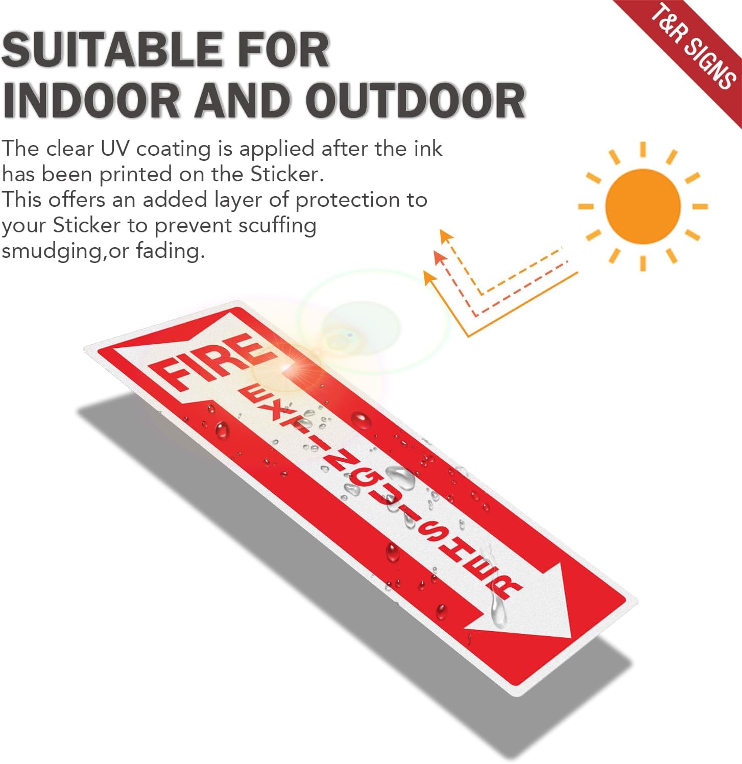 T&R Fire Extinguisher Inside Sign Stickers - 12 Pack - 12x4 inches Reflective Label, UV resistant, waterproof, fade and scratch resistant, suitable for indoor and outdoor