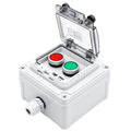 IP67 Button Switch Outdoor Waterproof Box 2 Green and Red Push Button Emergency Button with Protective Cover Anti-misoperation Switch(AC/DC 6A-110V/3A-240V/2.5A-380V)